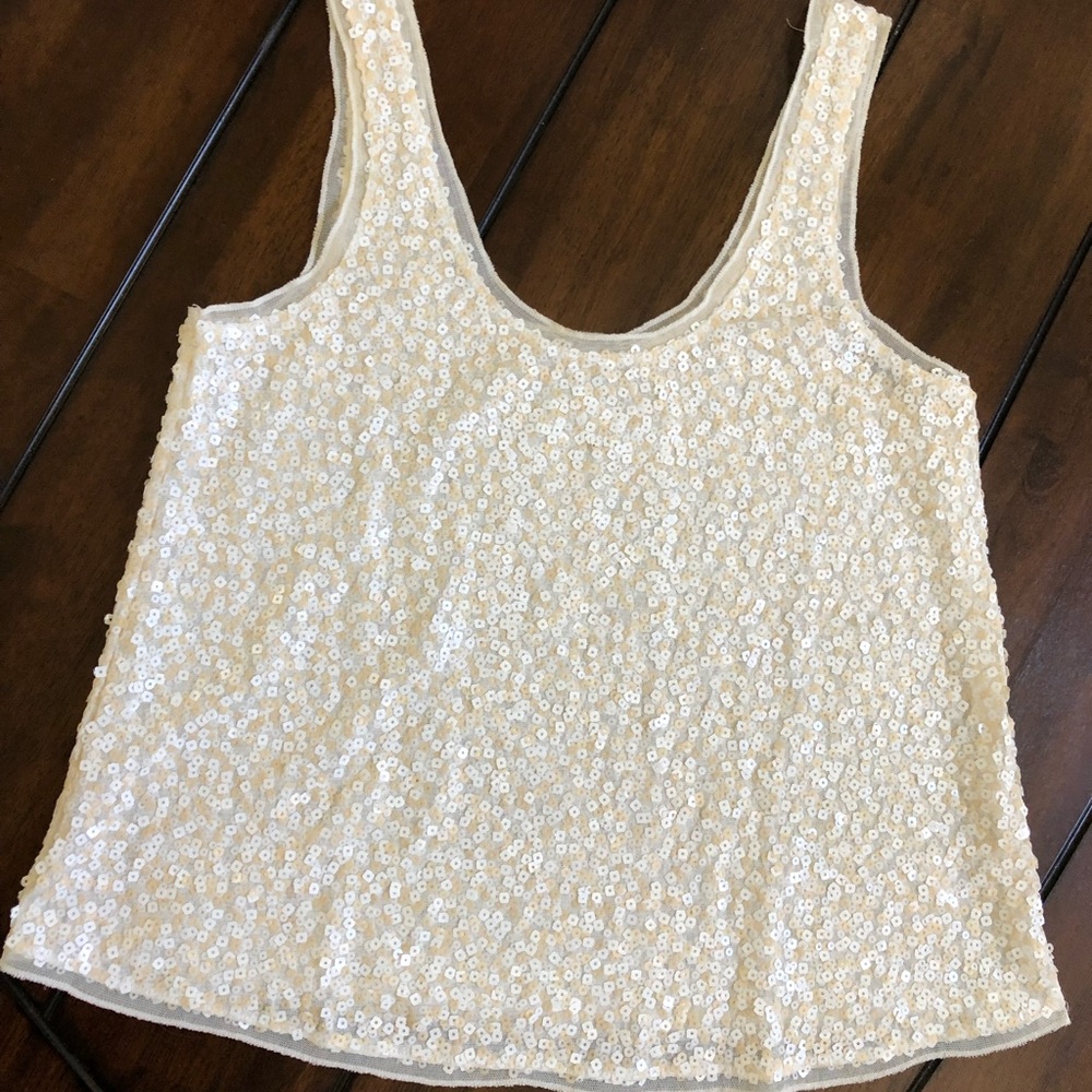 Cream Sequin Express Tank